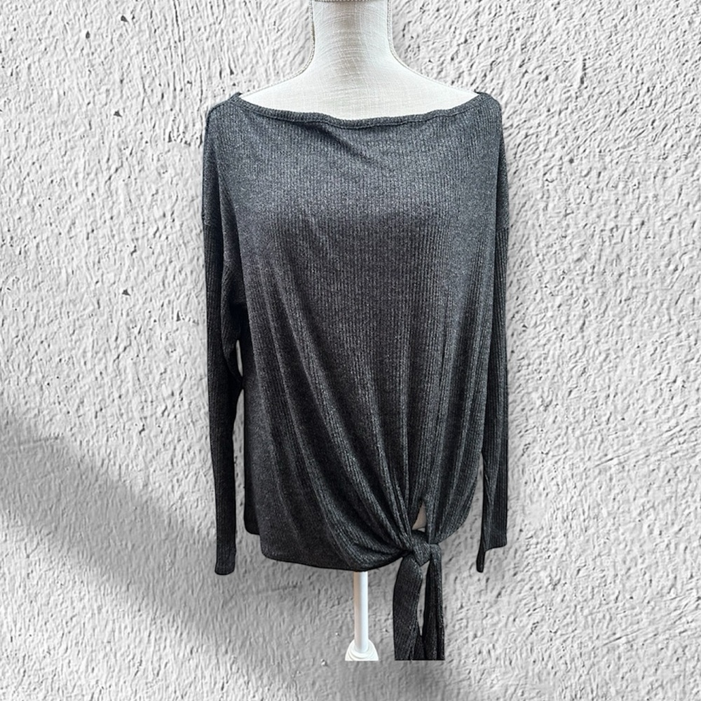Harlowe and Graham sz LG knit long sleeve lightweight sweater top tie waist
